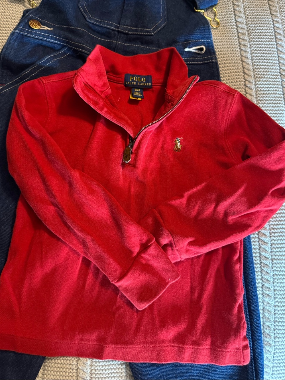 Polo Ralph Lauren Red Quarter-Zip Pullover 4T